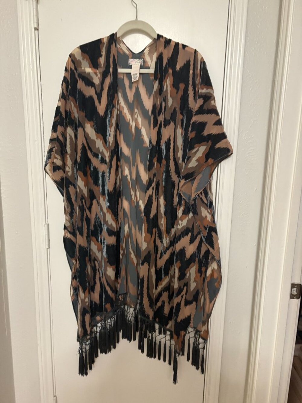 Free People Dripping Velvet Burnout Fringe Kimono